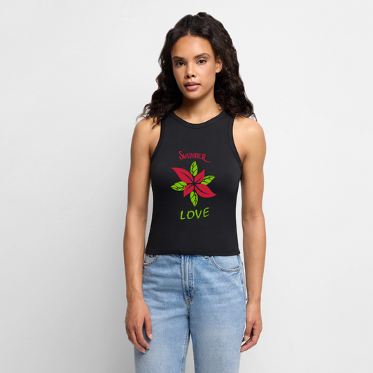 Frauen Cropped Tank Top - Schwarz