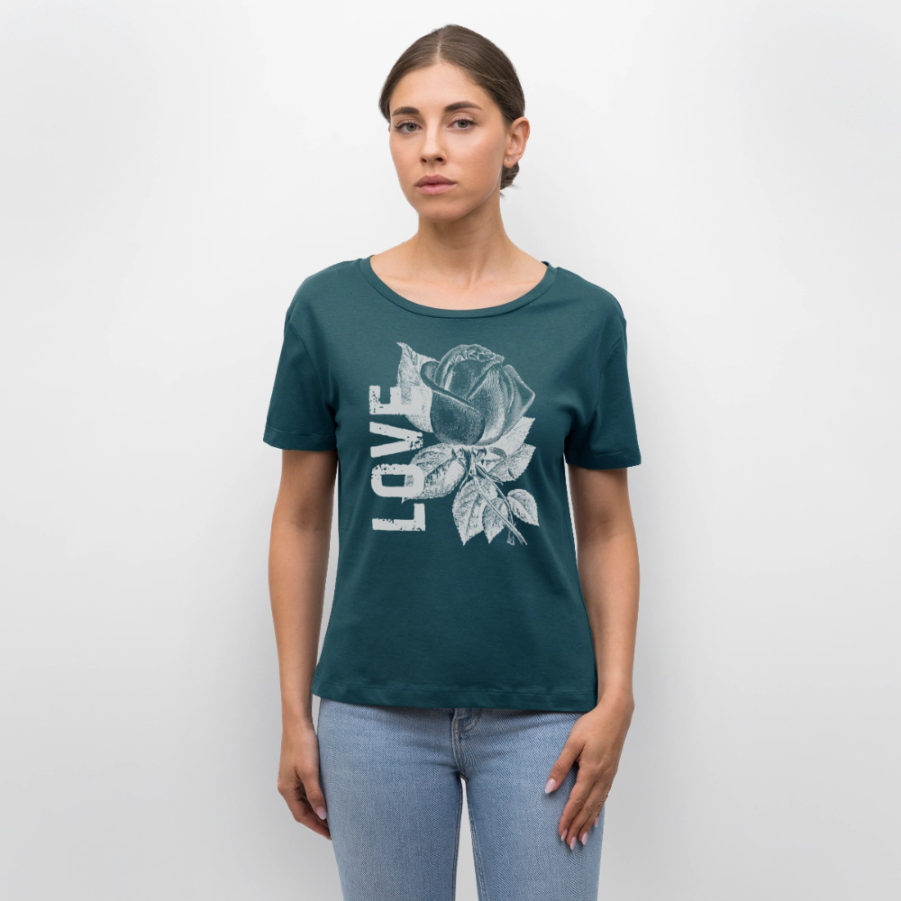 Relaxed Rundhals Frauen Bio-T-Shirt - Dunkles Petrol