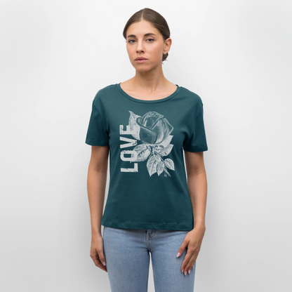 Relaxed Rundhals Frauen Bio-T-Shirt - Dunkles Petrol