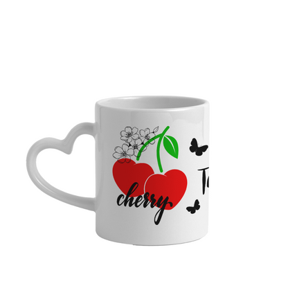 Panoramatasse mit Herzhenkel - Weiß