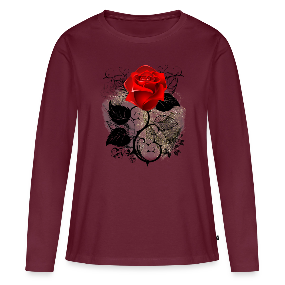 Frauen Premium Langarmshirt - Burgunderrot