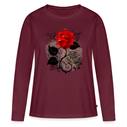 Frauen Premium Langarmshirt - Burgunderrot