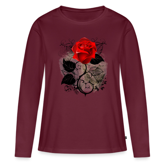 Frauen Premium Langarmshirt - Burgunderrot