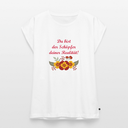 Frauen T-Shirt mit gerollten Ärmeln - Weiß