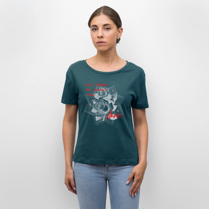 Relaxed Rundhals Frauen Bio-T-Shirt - Dunkles Petrol