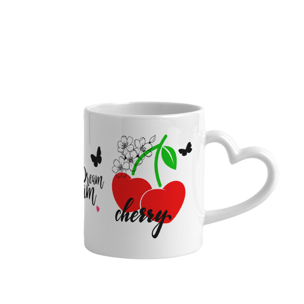 Panoramatasse mit Herzhenkel - Weiß