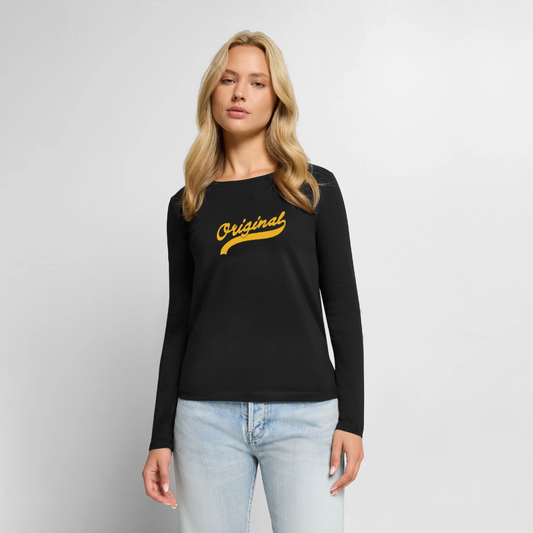 Frauen Premium Langarmshirt - Schwarz