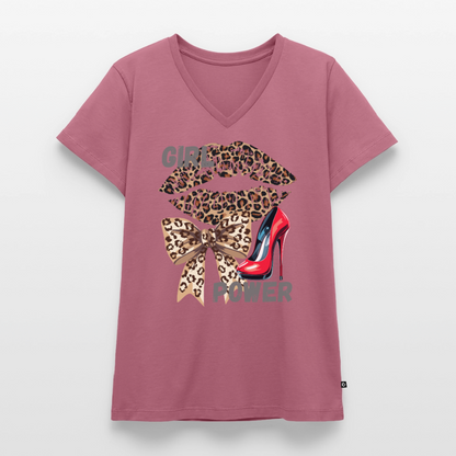 Frauen Bio-T-Shirt mit V-Ausschnitt - Mauve