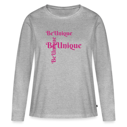 Frauen Premium Langarmshirt - Grau meliert