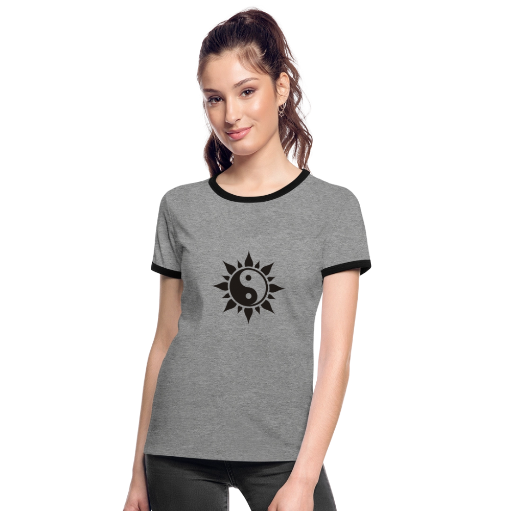 Frauen Ringer T-Shirt - Grau meliert/Schwarz