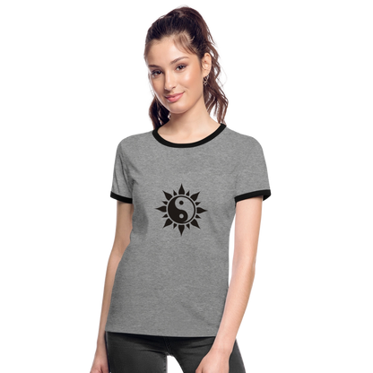 Frauen Ringer T-Shirt - Grau meliert/Schwarz