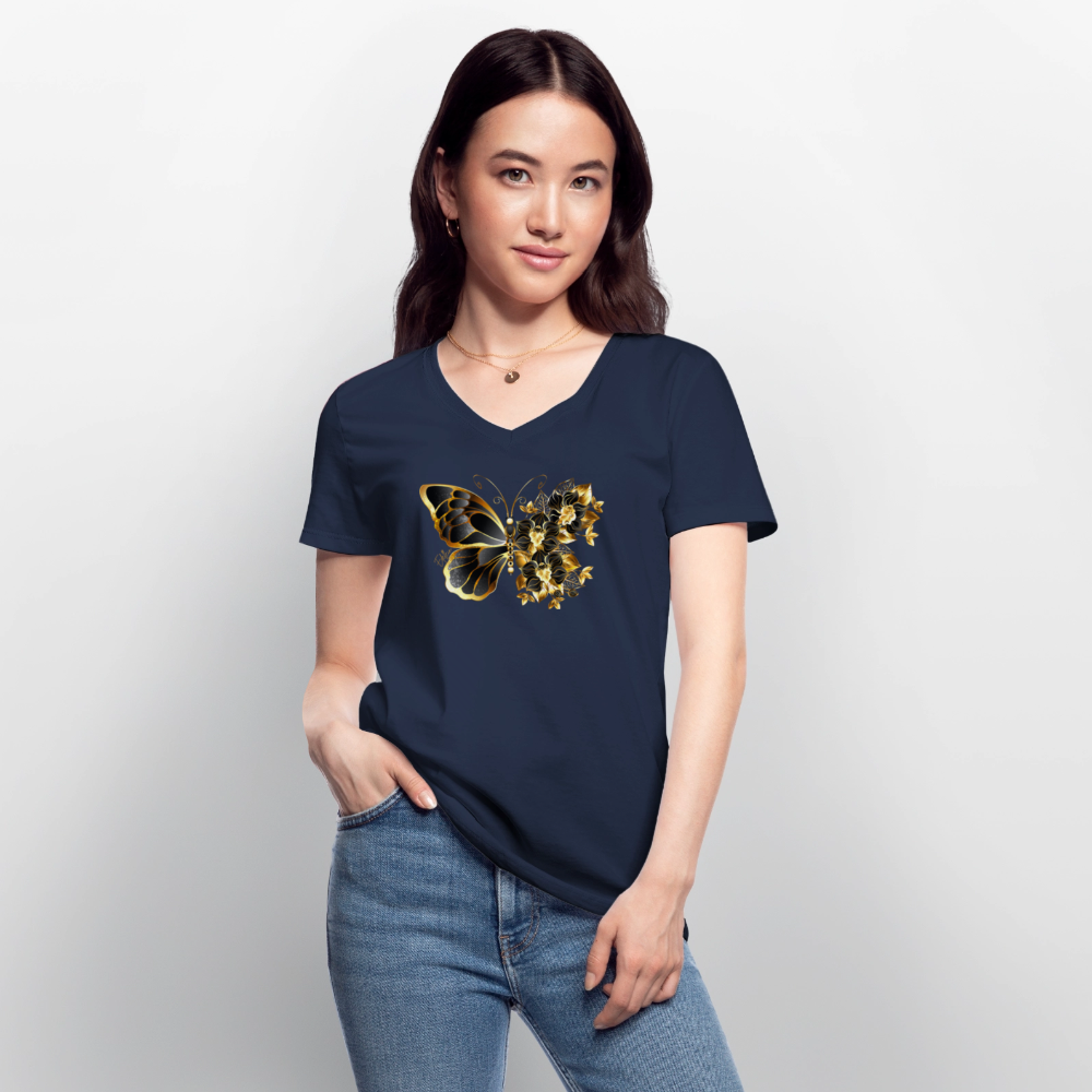 Klassisches Frauen-T-Shirt mit V-Ausschnitt - Navy