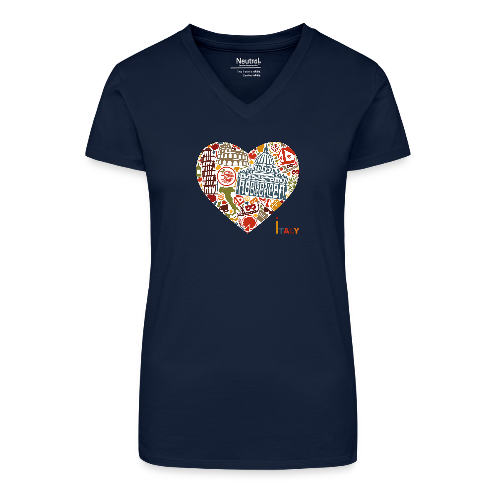 Bio Frauen T-Shirt mit V-Ausschnitt - Dunkelblau