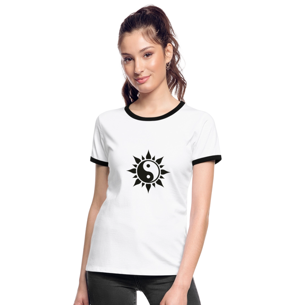 Frauen Ringer T-Shirt - Weiß/Schwarz