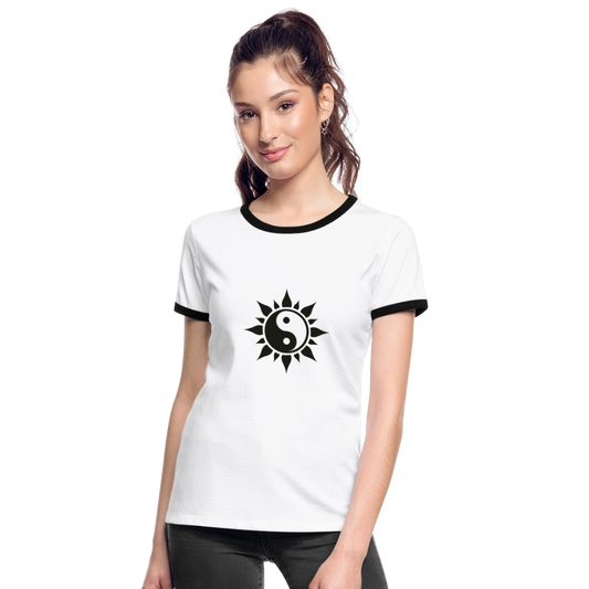 Frauen Ringer T-Shirt - Weiß/Schwarz