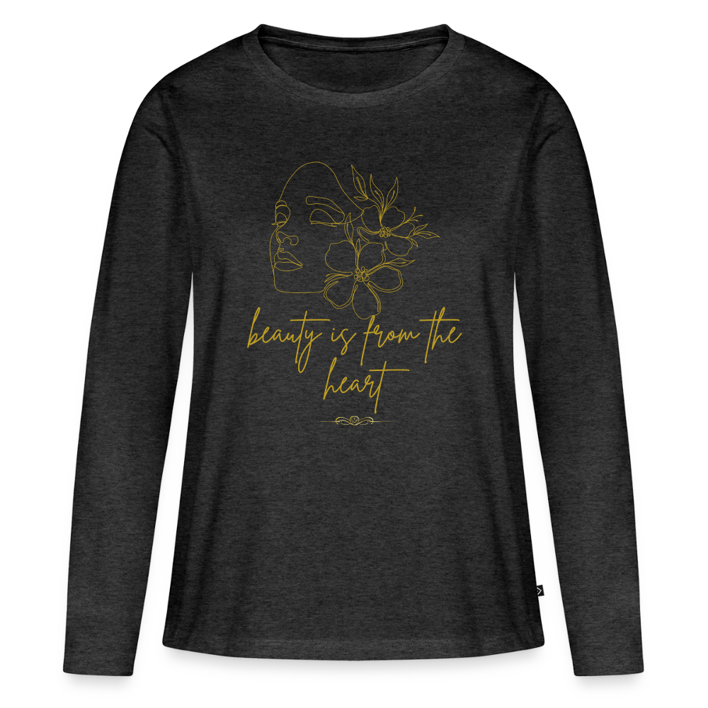 Frauen Premium Langarmshirt - Anthrazit meliert