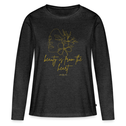 Frauen Premium Langarmshirt - Anthrazit meliert
