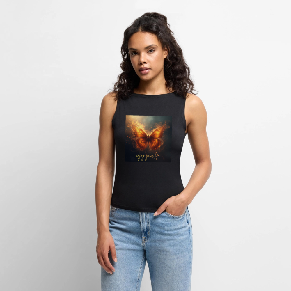 Frauen Organic Tank Top mit U-Boot-Ausschnitt - Schwarz