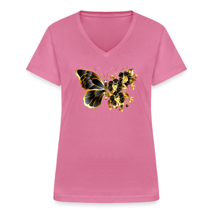 Klassisches Frauen-T-Shirt mit V-Ausschnitt - Pink