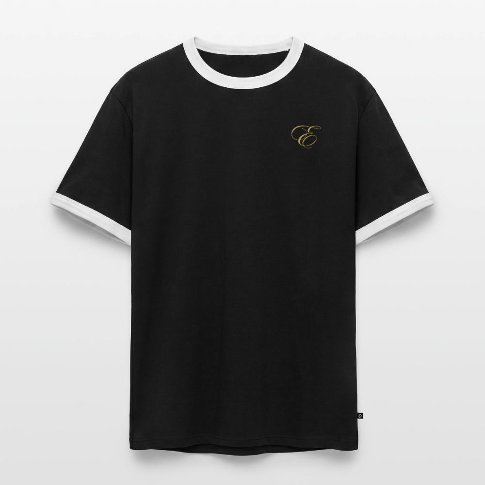 Slim Fit Männer Organic Contrast T-Shirt - Schwarz/Weiß