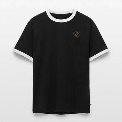 Slim Fit Männer Organic Contrast T-Shirt - Schwarz/Weiß