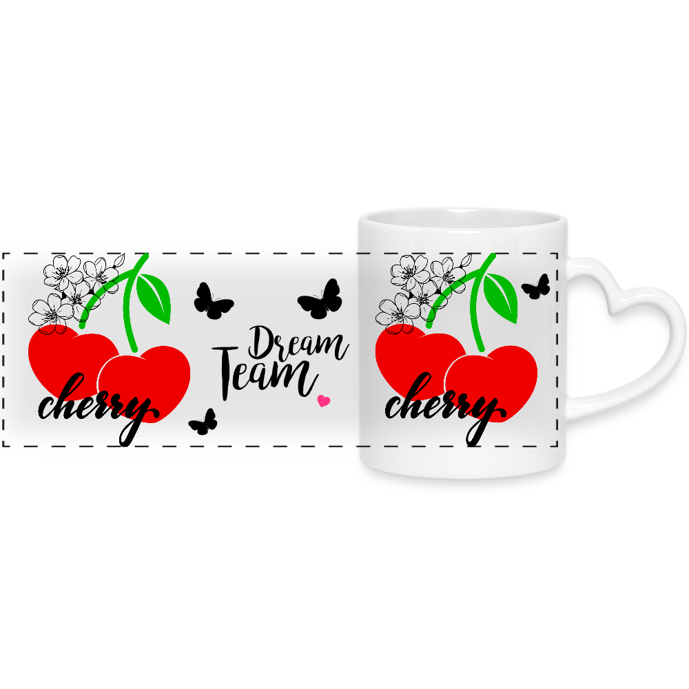 Panoramatasse mit Herzhenkel - Weiß