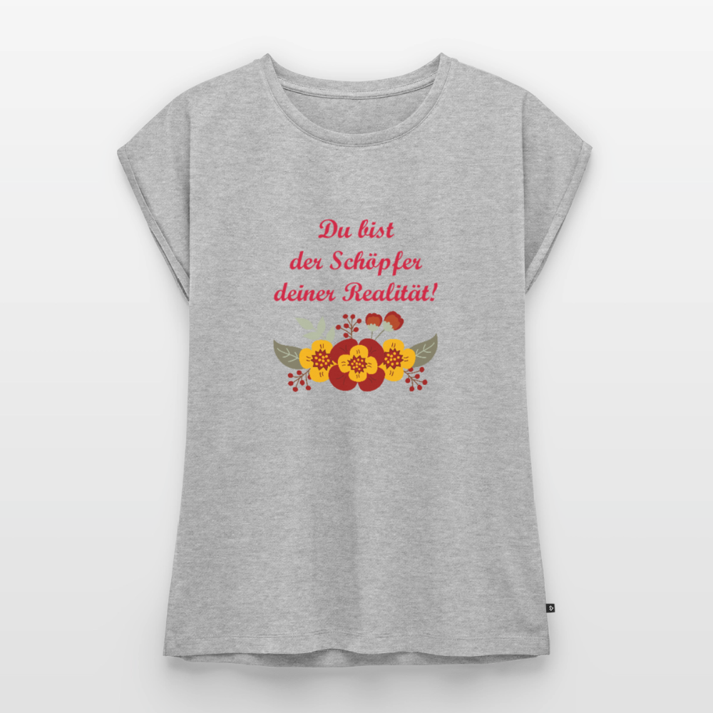 Frauen T-Shirt mit gerollten Ärmeln - Grau meliert