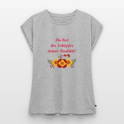 Frauen T-Shirt mit gerollten Ärmeln - Grau meliert