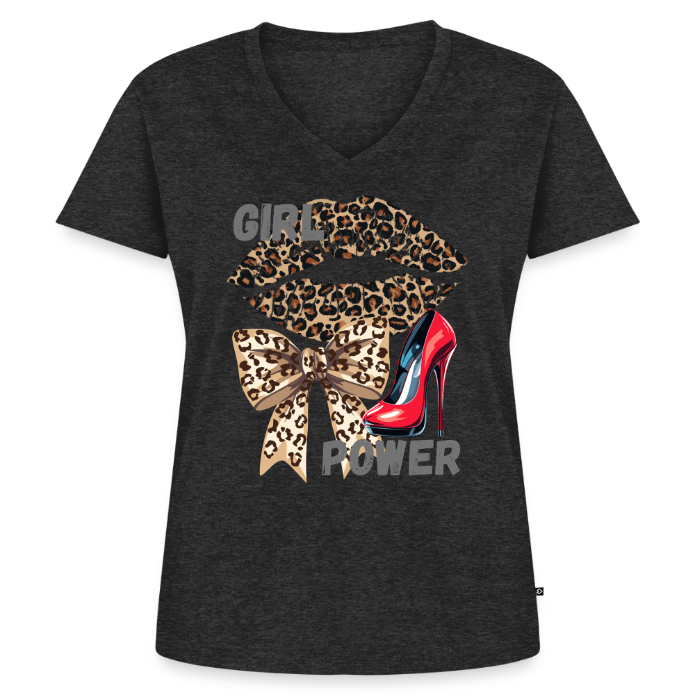 Frauen Bio-T-Shirt mit V-Ausschnitt - Anthrazit meliert