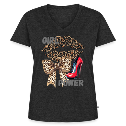 Frauen Bio-T-Shirt mit V-Ausschnitt - Anthrazit meliert
