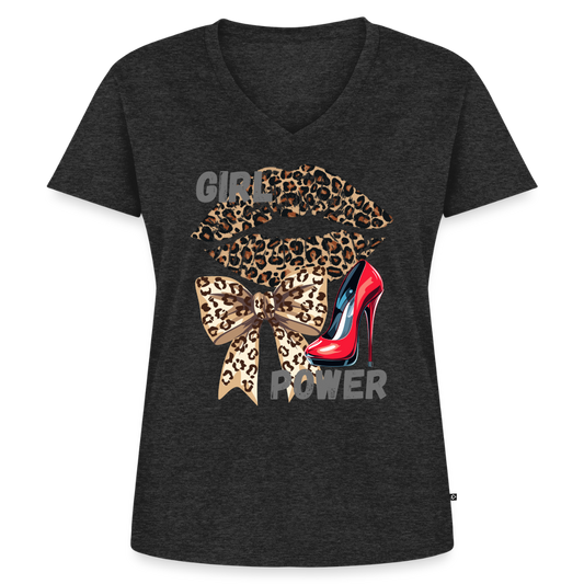 Frauen Bio-T-Shirt mit V-Ausschnitt - Anthrazit meliert