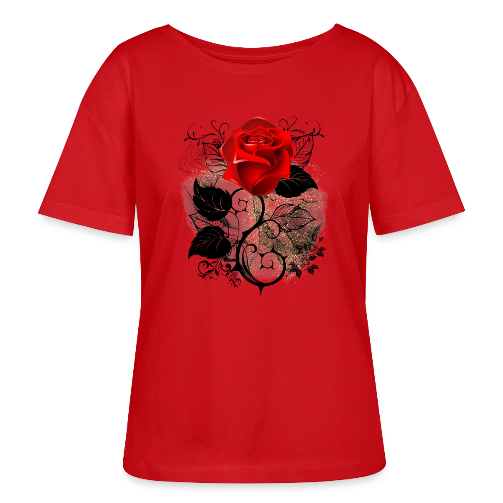 Relaxed Rundhals Frauen Bio-T-Shirt - Rot