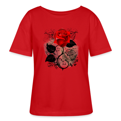 Relaxed Rundhals Frauen Bio-T-Shirt - Rot