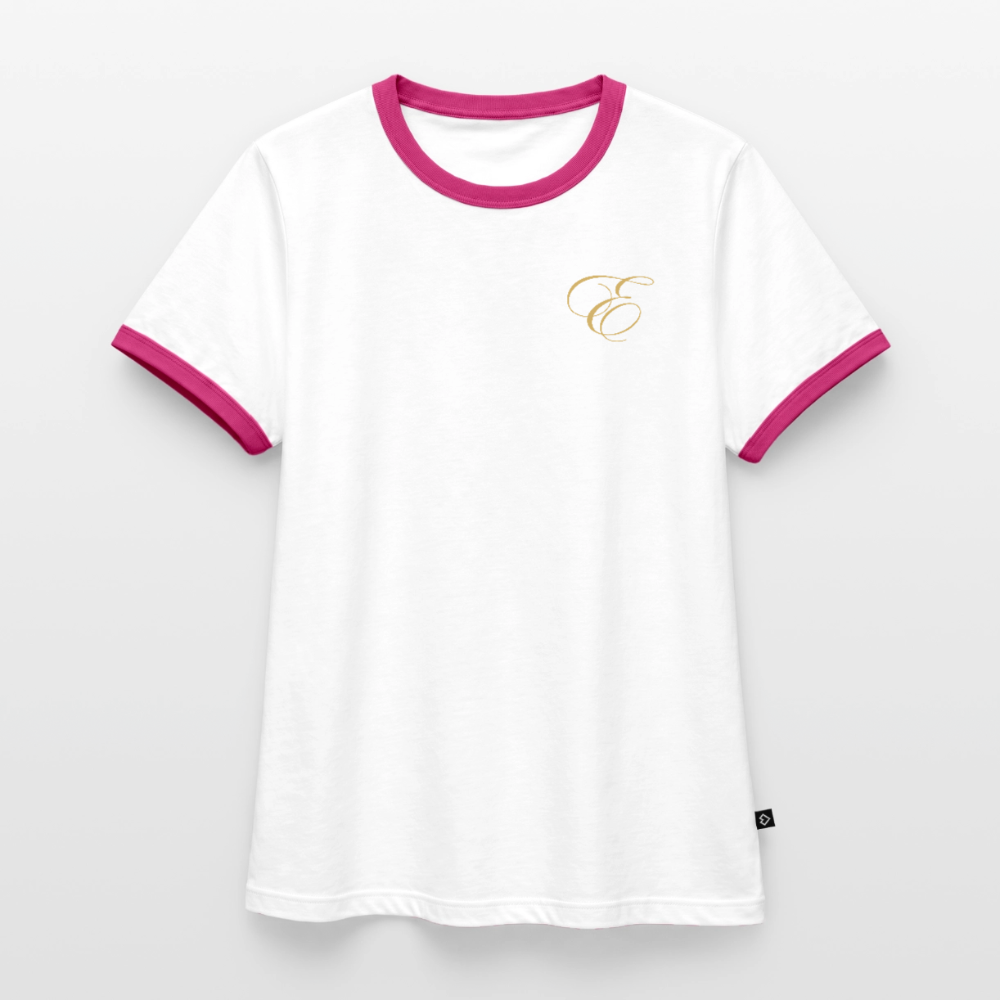 Frauen Kontrast-T-Shirt - Weiß/Fuchsia