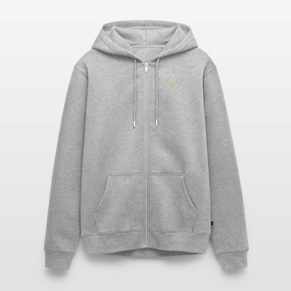 Männer Premium Kapuzenjacke - Grau meliert