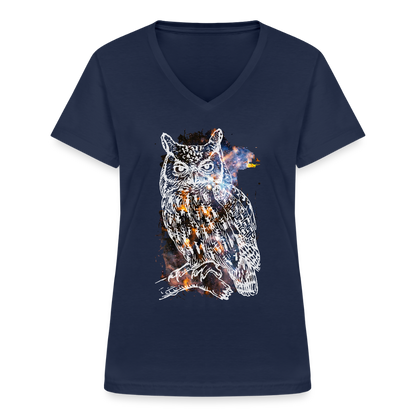Klassisches Frauen-T-Shirt mit V-Ausschnitt - Navy