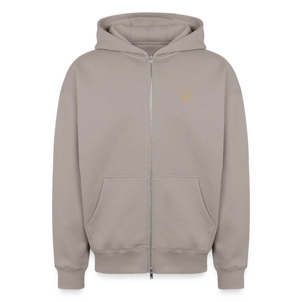 Oversized Heavyweight Unisex Zip Hoodie - Taupe