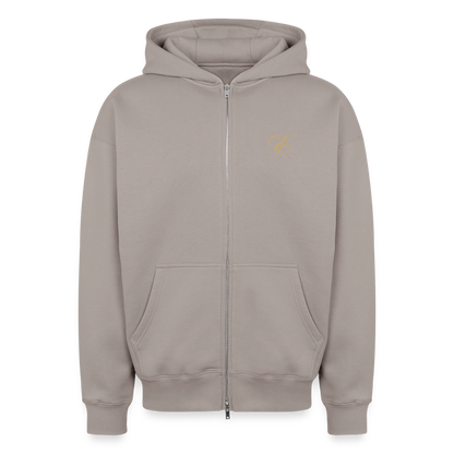 Oversized Heavyweight Unisex Zip Hoodie - Taupe