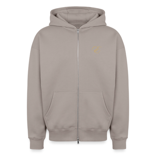 Oversized Heavyweight Unisex Zip Hoodie - Taupe