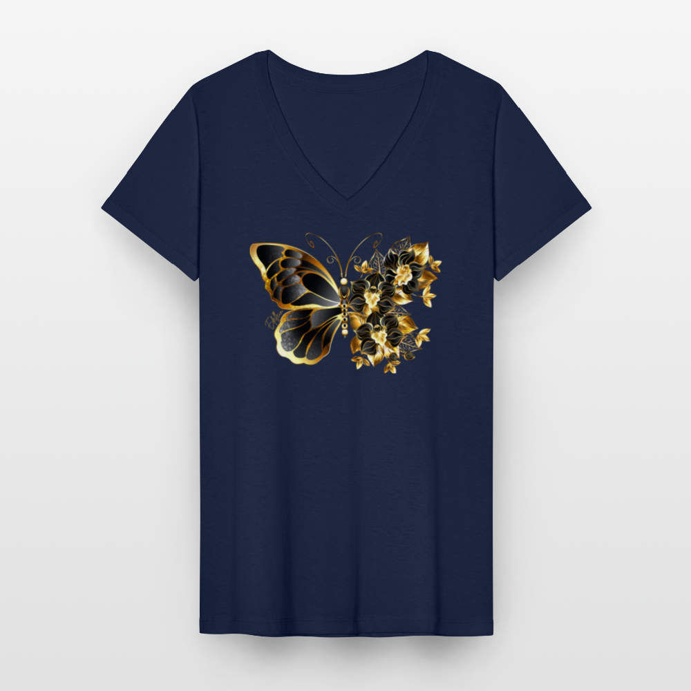 Klassisches Frauen-T-Shirt mit V-Ausschnitt - Navy
