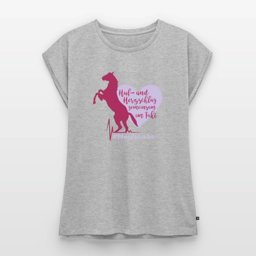 Frauen T-Shirt mit gerollten Ärmeln - Grau meliert