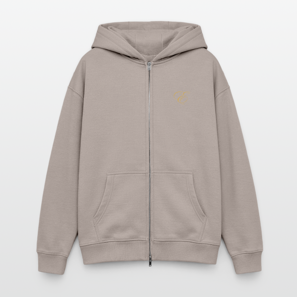 Oversized Heavyweight Unisex Zip Hoodie - Taupe