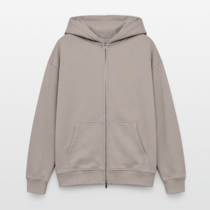 Oversized Heavyweight Unisex Zip Hoodie - Taupe