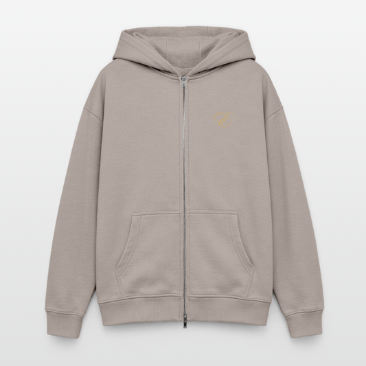 Oversized Heavyweight Unisex Zip Hoodie - Taupe