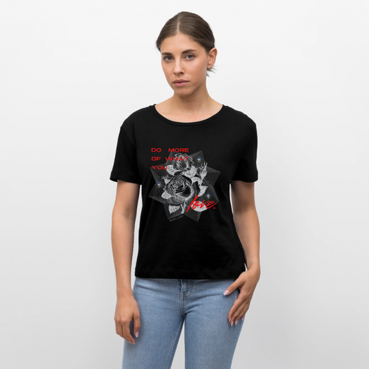 Relaxed Rundhals Frauen Bio-T-Shirt - Schwarz