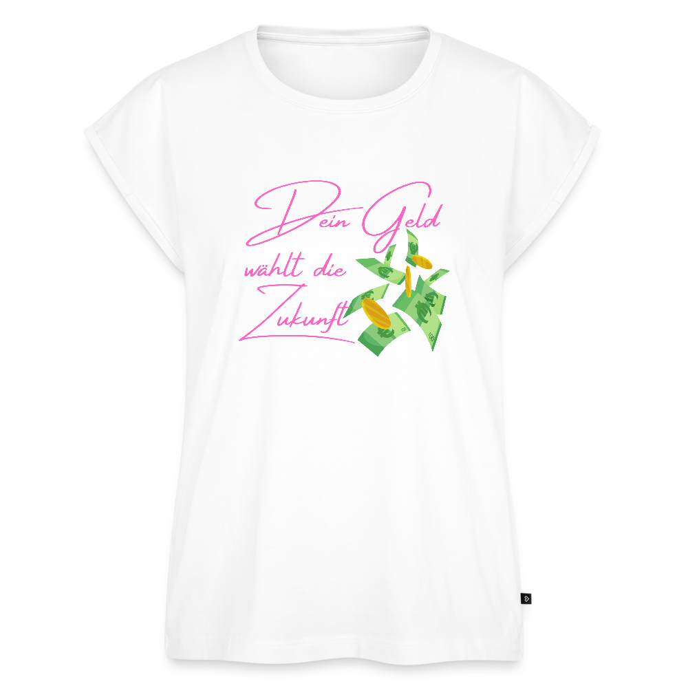 Frauen T-Shirt mit gerollten Ärmeln - Weiß