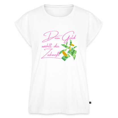 Frauen T-Shirt mit gerollten Ärmeln - Weiß