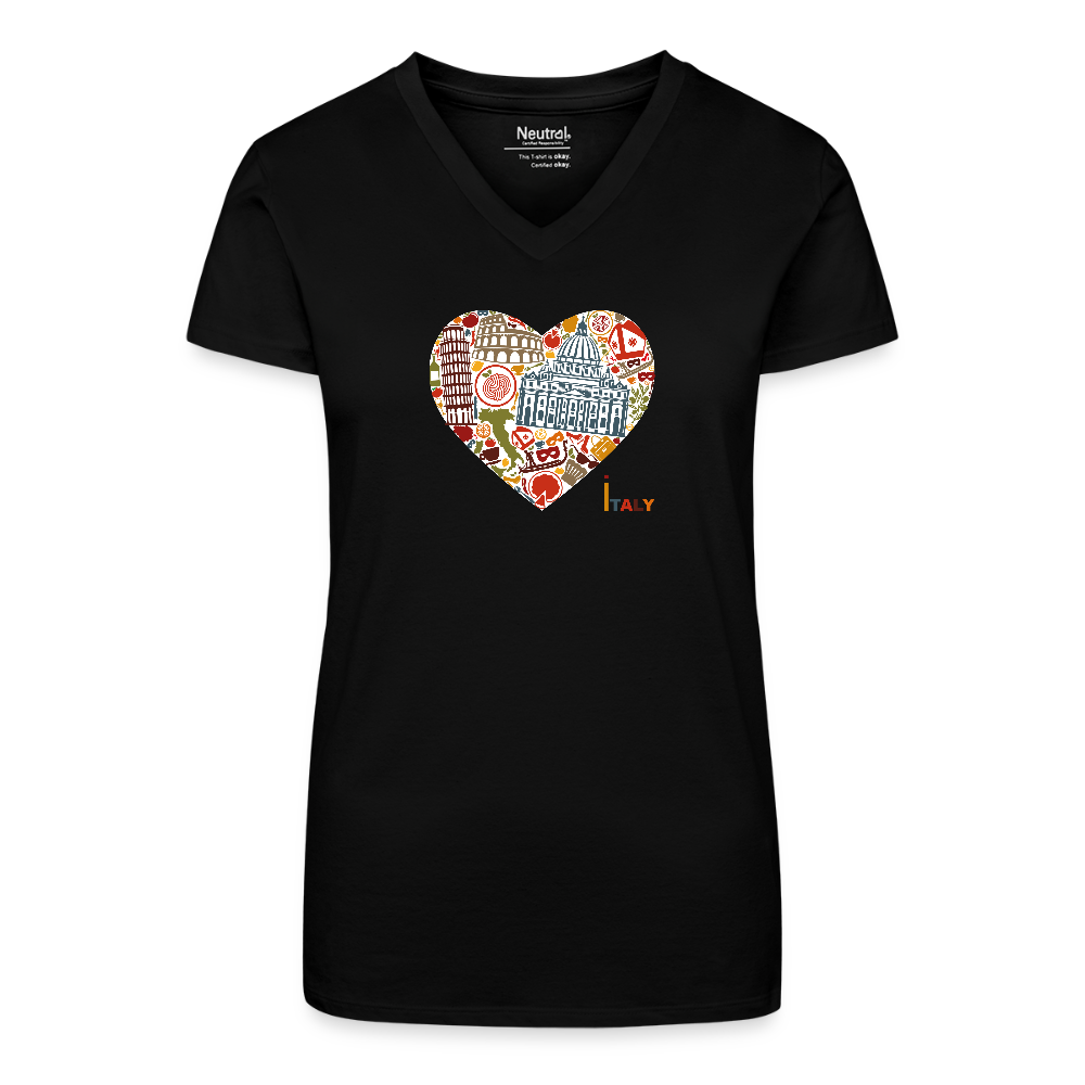 Bio Frauen T-Shirt mit V-Ausschnitt - Schwarz