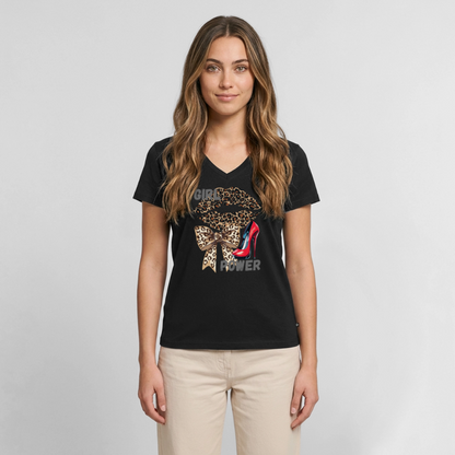 Frauen Bio-T-Shirt mit V-Ausschnitt - Schwarz