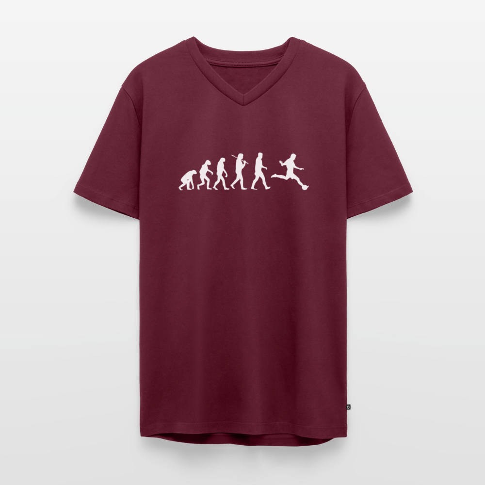 Männer Bio-T-Shirt mit V-Ausschnitt - Burgunderrot